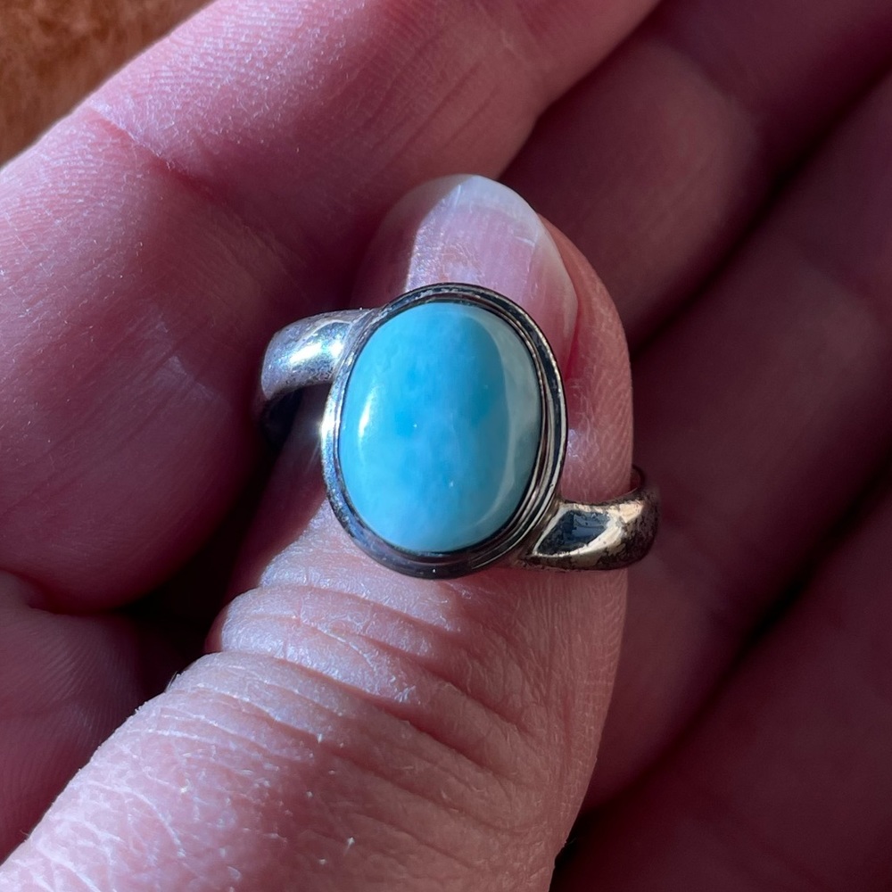 Sterling Silver Ring with Sky-Blue Stone